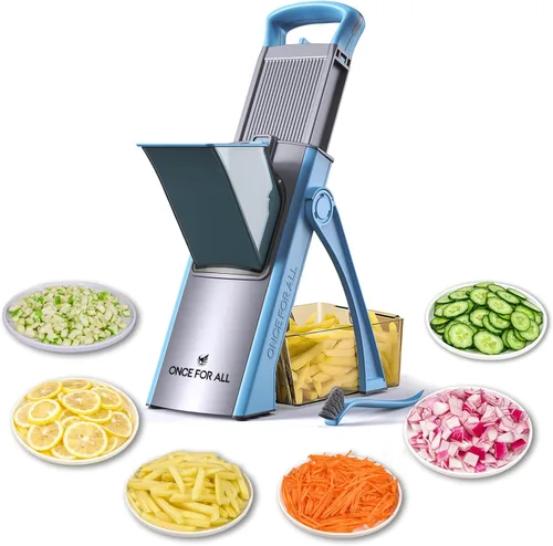 Miniatura 15 de ONCE FOR ALL Safe Mandoline Slicer Pro, 4ª generación, cortador de verduras de grosor ajustable para cocina, picadora de alimentos con contenedor