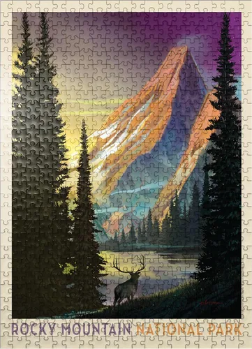 MyPuzzle Rocky Mountain National Park: Pyramid Peak, póster vintage, rompecabezas prémium de 500 piezas para adultos