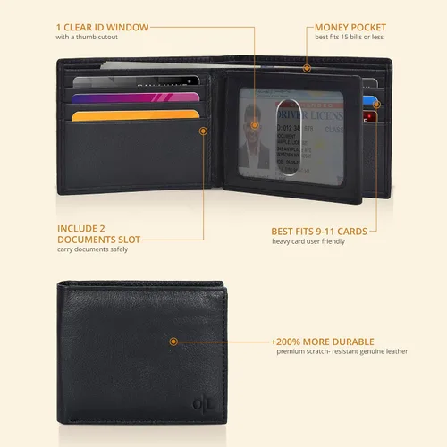Miniatura 40 de Carteras RFID delgadas para hombres - Cartera de bolsillo frontal de piel genuina