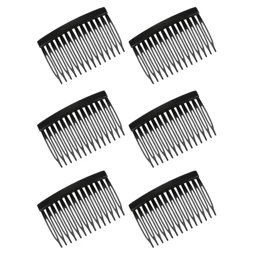 6 peines para el cabello para mujeres, 14 dientes, peine lateral francés de plástico negro, clips decorativos para mujeres y niñas, velo de novia