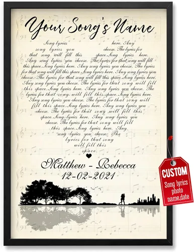 Miniatura 21 de H-DEWALL Póster personalizado de letras de canciones, regalos para marido, foto inspiradora, arte de pared, decoración de casa, sala de estar