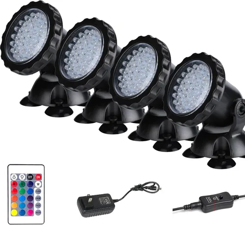 Miniatura 7 de Luces de estanque Luz de fuente subacuática 3.5W Cambio de color Foco sumergible con 36 bombillas LED Luz subacuática impermeable IP68 Luz de set of