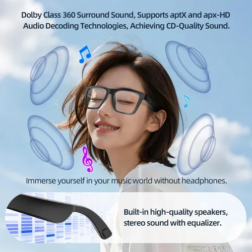 Miniatura 7 de Lentes inteligentes para hombres y mujeres, con GPT de chat, gafas de traducción Bluetooth AI con 164 idiomas, lente azul, lente de cambio