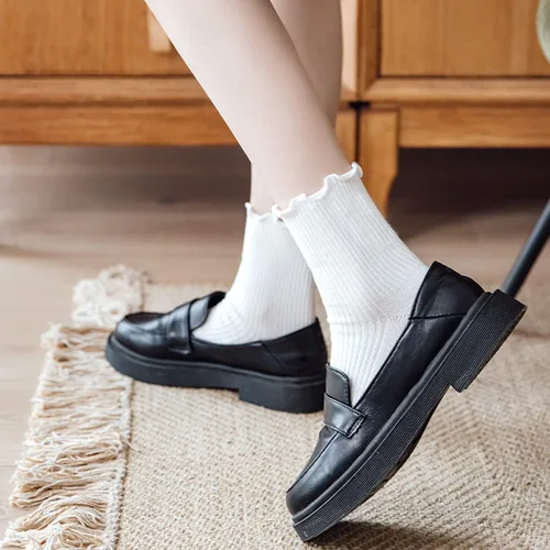 Miniatura 15 de Mcool Mary Calcetines para mujer, con volantes, estilo casual, transpirables, de punto, de algodón, con volantes, paquete de 6