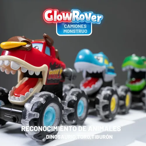 Miniatura 7 de JOYIN Paquete de 3 camiones monstruos de juguete - Coches iluminados activados por movimiento para niños pequeños - Ruedas LED Monster Glow Rover