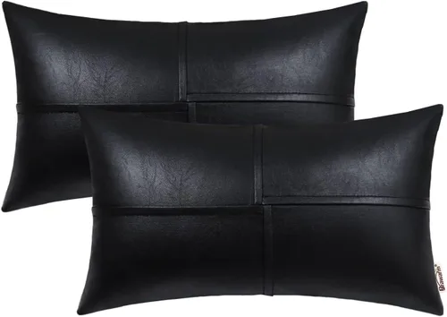 Miniatura 30 de BRAWARM Fundas de almohada de tiro de cuero sintético de 18 x 18 pulgadas, fundas de almohada de cuero marrón foca paquete de 2, almohadas Sello