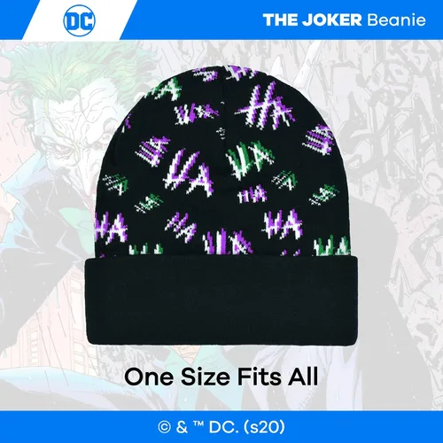 Miniatura 4 de Concept One Dc Comics The Joker Beanie Hat, Knitted Cuffed Winter Skull Cap