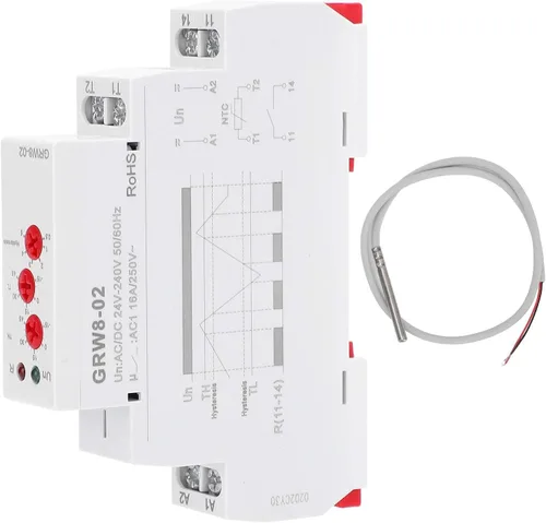 Miniatura 5 de Controlador de temperatura del termostato digital GRW8-02 Carril DIN AC DC 24V a 240V Relé Monitor de control de temperatura con sonda de prueba
