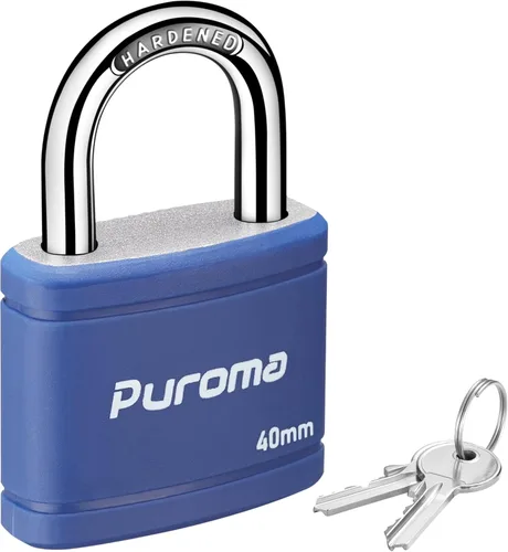 Miniatura 8 de Puroma Candado con llave con 2 llaves iguales, cerradura de casillero de 7/8 pulgadas, cerraduras de alta resistencia para puerta, cerrojo, caja