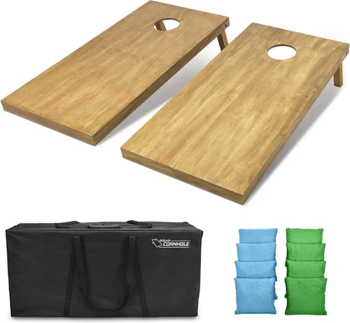 Miniatura 65 de GoSports 4 ft x 2 ft Regulation Size Wooden Cornhole Boards Set with Light Brown Finish - Includes Carrying Case and Bean Bags Negro- gris