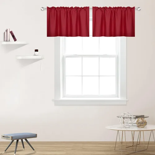 Miniatura 22 de DECOVSUN Cenefas Aqua para ventanas de cocina, con bolsillo para barra, opacas, con aislamiento térmico, 1 panel de 42 x 18 pulgadas