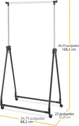 Miniatura 4 de Whitmor Perchero plegable para ropa - Colgador de ropa con ruedas - Altura ajustable - Negro