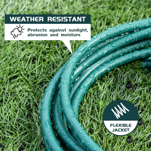 Miniatura 3 de Cable de extensión para exteriores de 10 pies, 16/3 SJTW, cable de extensión verde duradero para luces de Navidad con enchufe de tierra de 3 puntas