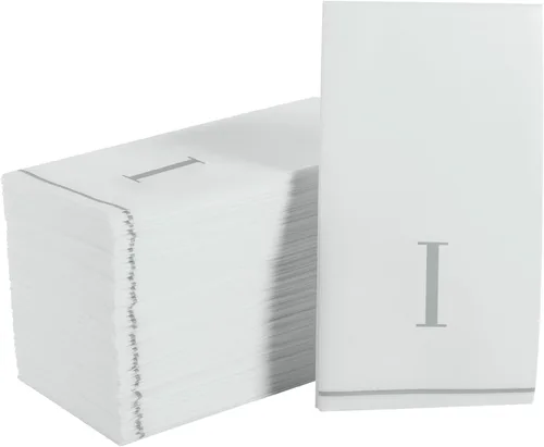 Miniatura 14 de Luxe Party Paquete de 56 servilletas con monograma, letra I inicial, desechables, aerolínea premium, sensación de lino, ajuste decorativo de mesa