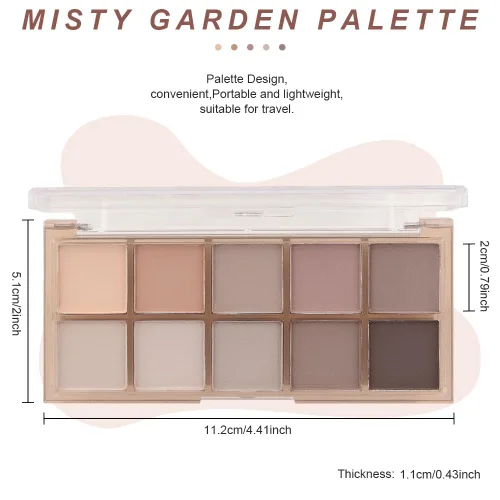 Miniatura 6 de CAKAILA Paleta de sombra de ojos mate de 10 colores, color gris y gris topo, paleta de sombra de ojos neutra, paleta de maquillaje de larga