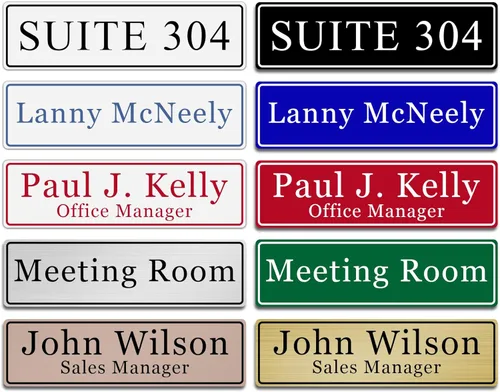 Miniatura 2 de Placa de identificación grabada para oficina, elegante y personalizada para letrero de puerta o pared, placa de nombre de puerta con adhesivo