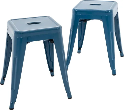 Miniatura 27 de Brage Living Juego de 4 taburetes industriales de metal de 18 pulgadas, taburetes apilables para aula, sillas de comedor de metal sin espalda