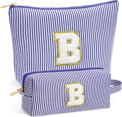 Miniatura 23 de Set de Bolsos de Maquillaje de Viaje - Bolso Inicial de Aseo de Viaje, Bolso de Cosméticos Portátil Bolso de Maquillaje de Viaje con Artículos Azul