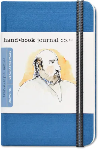 Handbook Journal Co. - Cuaderno de bocetos – Retrato de bolsillo de 5.5 x 3.5 pulgadas, tapa dura de lino europeo ultramarino, 128 páginas (64