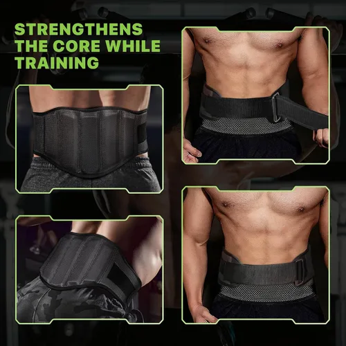 Miniatura 10 de Cinturón de levantamiento de pesas para hombres y mujeres, cinturón de gimnasio de apoyo lumbar y espalda de 8 pulgadas para culturismo, fitness