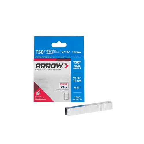 Miniatura 21 de Arrow 508 Heavy Duty T50 Longitud de pierna de 1/2 pulgada, corona de 3/8 pulgadas, grapas para tapicería, construcción, muebles, manualidades, 1250
