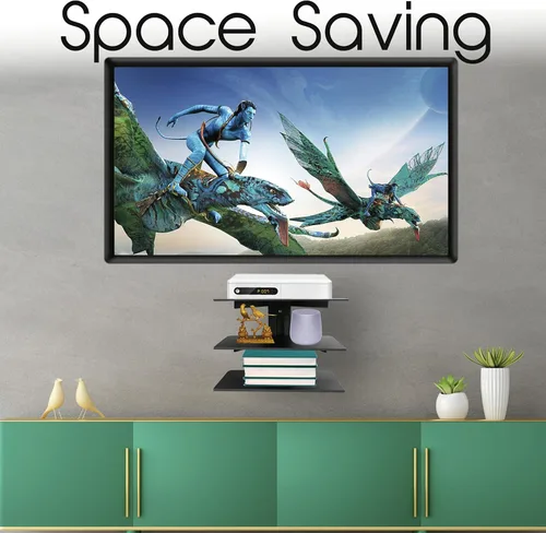 Miniatura 5 de FEBTECH - Estantes centrales de entretenimiento de pared - Estante para proyector - Estantes flotantes para TV, reproductores de DVD, consolas