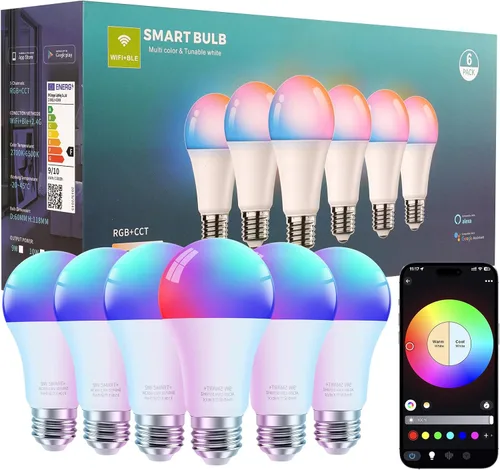 Miniatura 12 de FRIDEKO HOME Bombillas inteligentes – Bombilla LED regulable que cambia de color para el hogar, funciona con sincronización de música Bluetooth
