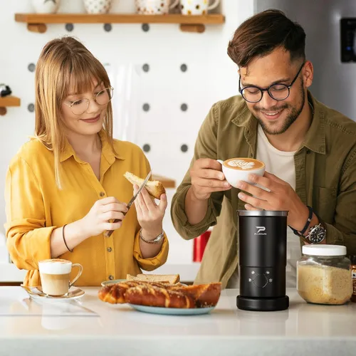 Miniatura 7 de Espumador de leche eléctrico y vaporizador – Espumador de vapor automático 4 en 1 con capacidad de 10.5 onzas, máquina de espuma fría y caliente