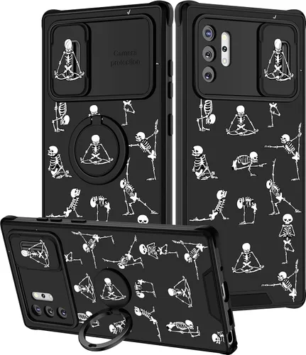 Funda 2 en 1 para Samsung Galaxy Note 10 Plus con diseño de calavera para teléfono con diseño de esqueleto para yoga, fantasma, horror, con cubierta
