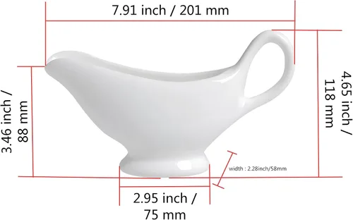 Miniatura 2 de Salsa, bote de salsa de 9.4 onzas, cuenco de salsa de 9.5 fl oz, plato de cerámica para servir, dispensador blanco (9.4 onzas)