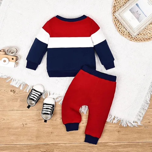 Miniatura 3 de Ropa de bebé niño pequeño sudadera patchwork otoño invierno camisa de manga larga pantalones conjuntos de ropa 3-24 meses