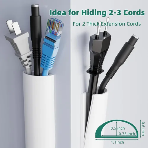 Miniatura 3 de Kit de ocultador de cables Raceway, ocultador de cables de pared de 39 pulgadas para 1-2 cables, material de silicona ocultador de cables de montaje