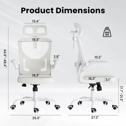 Miniatura 2 de Soohow Silla de oficina, ergonómica de malla de oficina con soporte de respaldo ajustable, cómoda silla giratoria de computadora con reposacabezas
