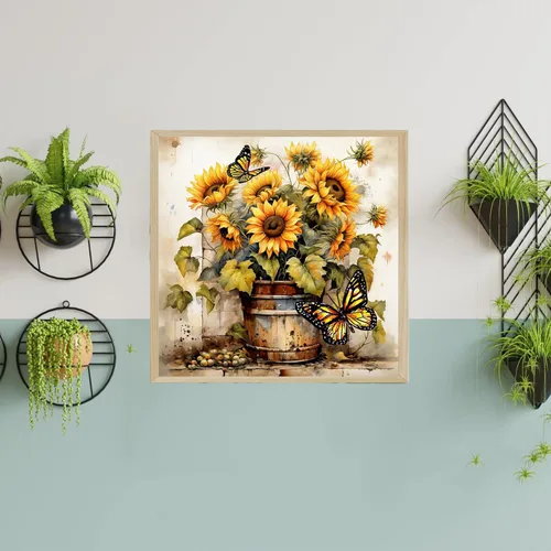 Miniatura 4 de igoodom Kits de Arte de Diamante para Adultos, Kits de Arte de Diamante de Girasoles, Kits de Pintura de Diamante de Girasoles y Mariposas Taladro