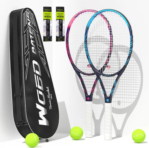 Raqueta de tenis para 2 jugadores adultos, perfecta para principiantes y jugadores profesionales, raqueta de tenis de velocidad de 27", incluye