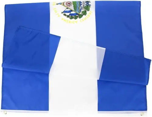 Miniatura 2 de ANJOR Bandera de El Salvador de 3 x 5 pies - Banderas salvadoreñas con ojales de latón 3 x 5 pies