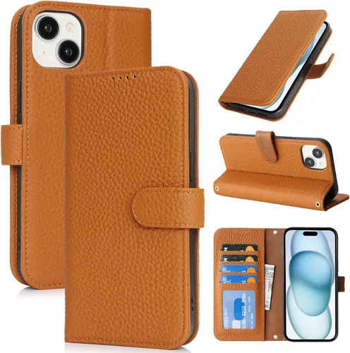 Miniatura 103 de Zouzt Funda para iPhone 11 de 6.1 pulgadas de piel auténtica con 4 ranuras para tarjetas, tarjetero con bloqueo RFID, tapa magnética, función atril