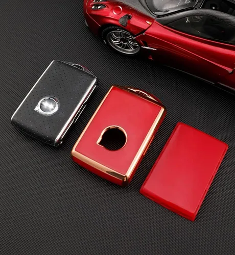 Miniatura 5 de SANRILY Funda para llavero de TPU con borde dorado, para Volvo, XC90, XC60, S60, XC40, sin llave, cubierta completa, color negro