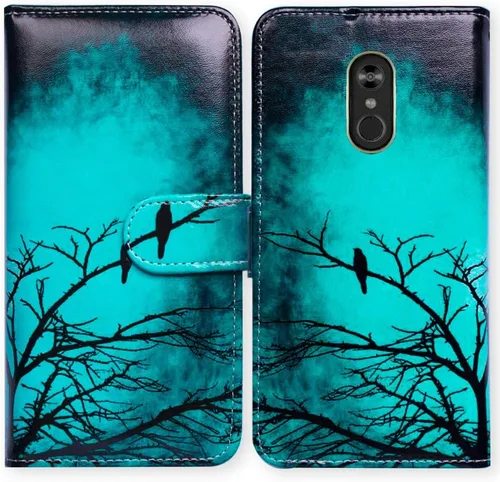 Bcov Funda para LG Stylo 4/LG Stylo 4 Plus, color verde pájaro negro con tapa y ranura para tarjeta de crédito, soporte para tarjeta de