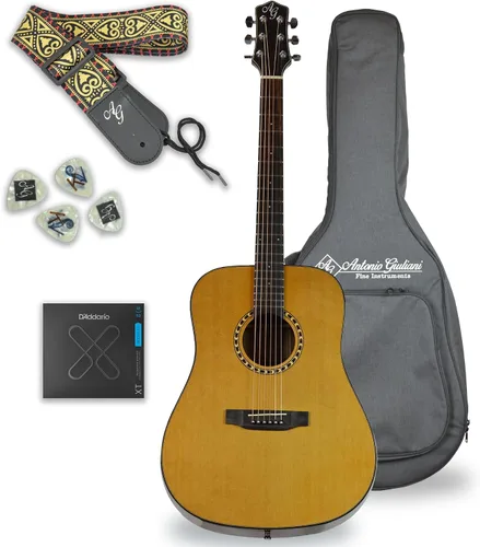 Miniatura 9 de Antonio Giuliani DN-3 Guitarra acústica de caoba con estuche de transporte y accesorios - Paquete completo de guitarra - Dreadnought
