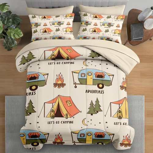 Miniatura 12 de Pamnest Juego de edredón tamaño individual, ropa de cama retro de 5 piezas para niños y adultos, juego de sábanas con estética hippie para niños