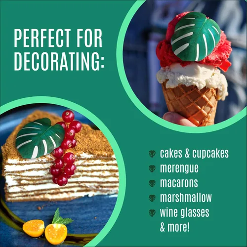 Miniatura 4 de Sugar Robot - Decoración comestible de hojas de Monstera - Tamaño pequeño - Hojas comestibles para decoración de pasteles - Hecho a mano - Hecho