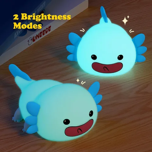 Miniatura 2 de UNEEDE Axolotl - Luz nocturna para niños, lámpara de noche de silicona de animales, lámpara de mesa recargable, bonita decoración de habitación, luz