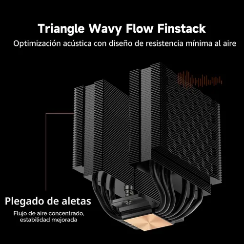 Miniatura 4 de PCCOOLER Enfriador de aire para CPU, 6 Heatpipes de doble torre con ventilador de alta presión PWM de 4.724 in, base de cobre niquelado, compatible