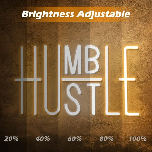 Miniatura 4 de Hustle - Letrero LED de neón para decoración de pared, decoración de fiesta humilde, interruptor alimentado por USB, luces LED de neón de brillo