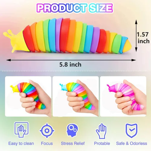 Miniatura 6 de Kabvy - Paquete de 6 juguetes sensoriales para ansiedad, oruga, juguetes sensoriales para autismo, TDAH, ansiedad y alivio del estrés, regalos