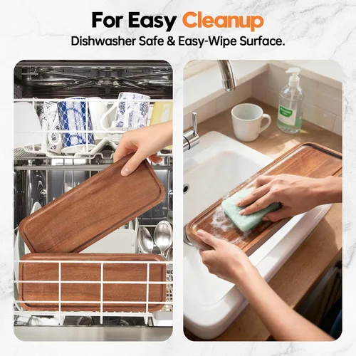 Miniatura 4 de Pequeñas bandejas y platos de madera maciza de acacia – Mini tablas de madera para charcutería, tabla rectangular para quesos para alimentos, baño