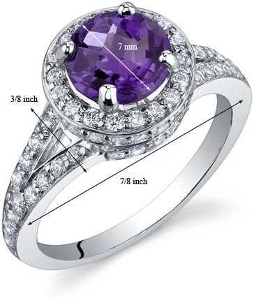 Miniatura 2 de Peora Majestic Sensation - Anillo de amatista de 1,25 quilates en plata de ley, tamaños 5 a 9