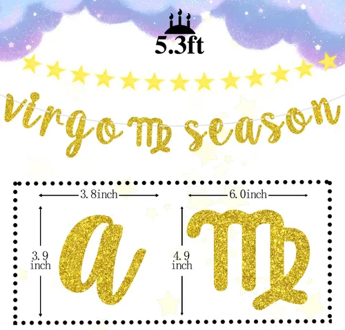 Miniatura 2 de Cartel de la temporada de Virgo, letrero de feliz cumpleaños de Virgo, gran energía Virgo, 12 suministros de decoración de fiesta de cumpleaños