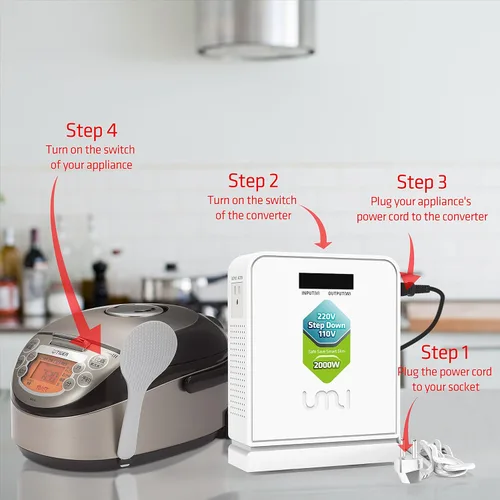 Miniatura 5 de UMI Convertidor de Voltaje Reductor de 800 Vatios 220V a 110V para Electrodomésticos de EE.UU. Canadá Japón para Uso en Europa y Asia Sistema